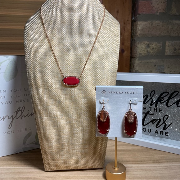 Kendra Scott Emmy Dylan Cherry red Illusion in Rose Gold HW - Picture 2 of 10